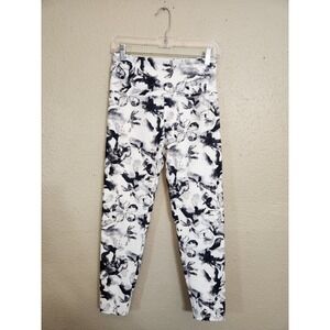 Balance Collection Women's White & Black Floral‎ Yoga Leggings Size Large